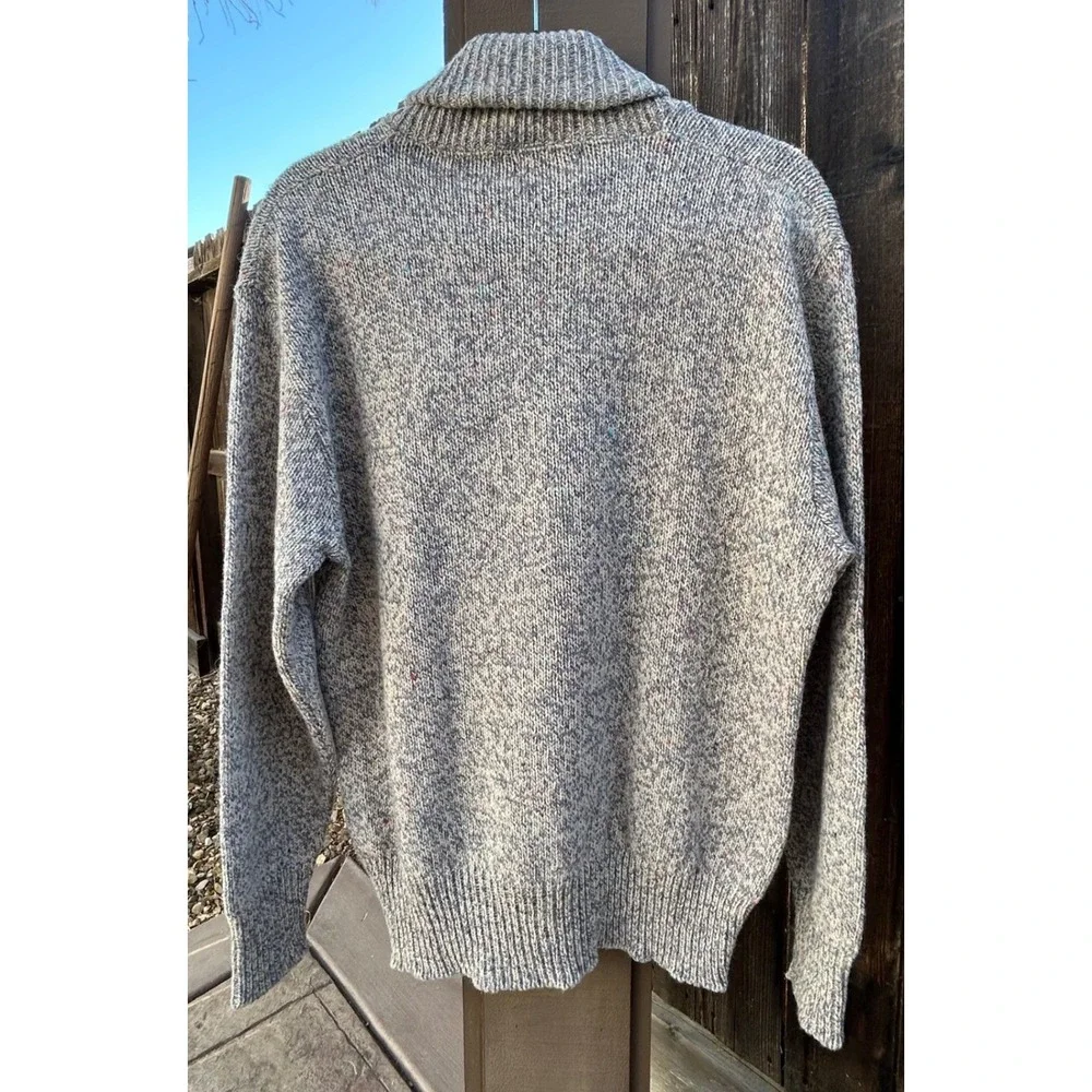 Vintage High Sierra Mervyn's Sweater Mens XL Wool USA Shawl Collar Gray Flecked